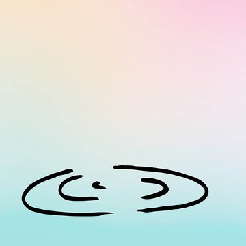 Abstrakte Illustration auf pastellfarbenem Hintergrund in Rosa-, Beige- und Türkistönen. Im unteren Bildbereich bilden schwarze, geschwungene Linien zwei einander gegenüberliegende, spiralartige Formen, die an Schallwellen, Klangbewegungen oder ein stilisiertes Gesicht erinnern. Die reduzierte Zeichnung vermittelt Bewegung und Hören und verweist auf das Thema Klang und Wahrnehmung.