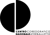 Logo of Centro Coreografico Nazionale Aterballetto with an abstract semi-circular black graphic shape and the lettering “Centro Coreografico Nazionale Aterballetto” below in modern black typography on a light background.