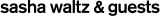 The logo displays the name “sasha waltz & guests” in a clean, sans-serif black typeface. The design is simple and minimal, with a focus on readability and contemporary aesthetics.