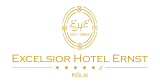 Logo des Excelsior Hotel Ernst Köln mit Schriftzug, Monogramm „EHE“, dem Zusatz „Seit 1863“ sowie der Auszeichnung als Fünf-Sterne-Superior-Hotel.