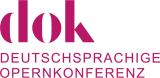 Logo der Deutschsprachigen Opernkonferenz mit dem pinkfarbenen Kürzel „dok“ und dem Schriftzug „Deutschsprachige Opernkonferenz“.
