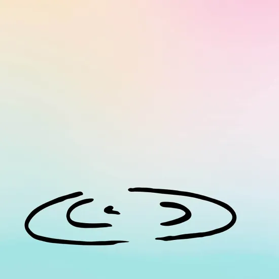 Abstrakte Illustration auf pastellfarbenem Hintergrund in Rosa-, Beige- und Türkistönen. Im unteren Bildbereich bilden schwarze, geschwungene Linien zwei einander gegenüberliegende, spiralartige Formen, die an Schallwellen, Klangbewegungen oder ein stilisiertes Gesicht erinnern. Die reduzierte Zeichnung vermittelt Bewegung und Hören und verweist auf das Thema Klang und Wahrnehmung.